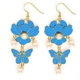 Chinese Antique Enamel Porcelain Butterfly Earrings