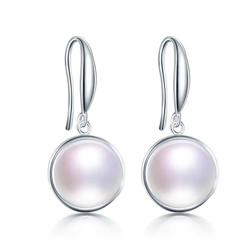 Natural Freshwater 10-11mm Pearl Earrings 925 Sterling Silver Drop Earrings