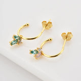 925 Silver Rainbow Zircon CZ Stud Earring Fine Jewelry