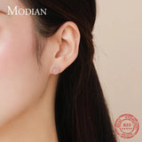 925 Silver Round Stud Earrings Geometric Minimalist Style
