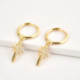 925 Silver Moon Snow Flower Dangle Charm Earring Zircon CZ Women Jewelry