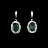 925 Silver Earrings Green Cubic Zirconia Crystal Stone Jewelry