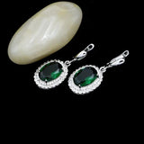 925 Silver Earrings Green Cubic Zirconia Crystal Stone Jewelry