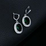 925 Silver Earrings Green Cubic Zirconia Crystal Stone Jewelry