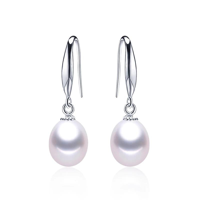 Natural Pearl Drop Earrings 925 Silver Wedding Jewelry