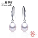 Natural Pearl Drop Earrings 925 Silver Wedding Jewelry