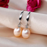 Natural Pearl Drop Earrings 925 Silver Wedding Jewelry