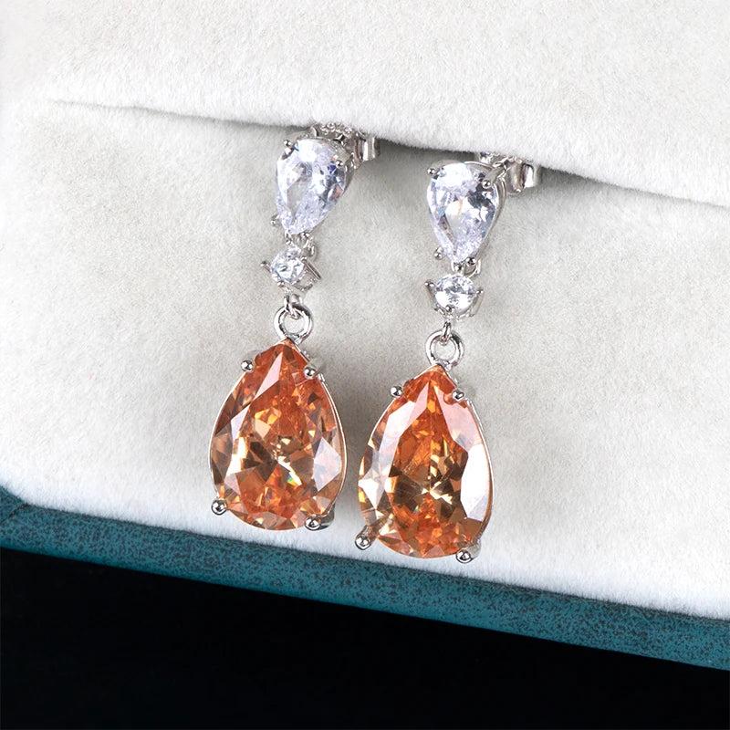925 Silver Drop Earrings Ruby Gemstones Women Wedding Party Gift