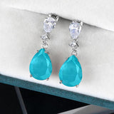 925 Silver Drop Earrings Ruby Gemstones Women Wedding Party Gift