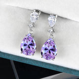 925 Silver Drop Earrings Ruby Gemstones Women Wedding Party Gift