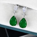 925 Silver Drop Earrings Ruby Gemstones Women Wedding Party Gift