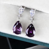 925 Silver Drop Earrings Ruby Gemstones Women Wedding Party Gift