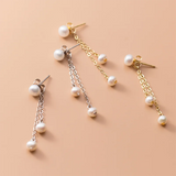 925 Silver Freshwater Pearl Tassel Earrings Women S925 Jewelry