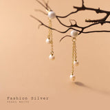 925 Silver Freshwater Pearl Tassel Earrings Women S925 Jewelry