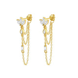 925 Silver Tassel Dangle Earrings Water Drop Zircon Charm Long Earrings