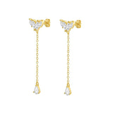 925 Silver Tassel Dangle Earrings Water Drop Zircon Charm Long Earrings