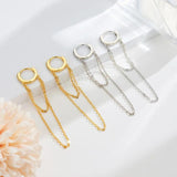 S925 Silver Tassel Chain Zircon Earrings Exaggerated Style