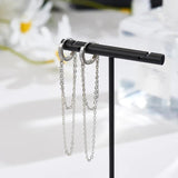 S925 Silver Tassel Chain Zircon Earrings Exaggerated Style