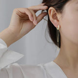 S925 Silver Tassel Chain Zircon Earrings Exaggerated Style