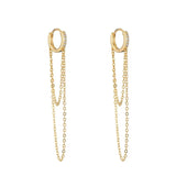 S925 Silver Tassel Chain Zircon Earrings Exaggerated Style