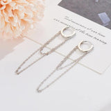 S925 Silver Tassel Chain Zircon Earrings Exaggerated Style