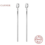 Sterling Silver Snake Chain Tassel Earrings Hoops Fine Jewelry