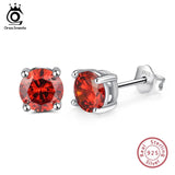 925 Silver Women Stud Earrings Birthstone Zirconia Earrings