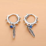 925 Silver Feathers Hanging Earrings CZ Crystal European Women DIY Jewelry