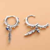 925 Silver Feathers Hanging Earrings CZ Crystal European Women DIY Jewelry
