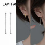 925 Sterling Silver Bead Screw Earrings Ear Line for Women