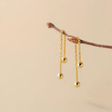 925 Sterling Silver Bead Screw Earrings Ear Line for Women
