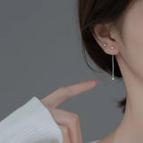925 Sterling Silver Bead Screw Earrings Ear Line for Women