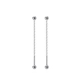 925 Sterling Silver Bead Screw Earrings Ear Line for Women