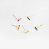 925 Silver Three Zircon CZ Crystal Stud Earring Clips Spring Women Punk
