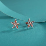 925 Sterling Silver Kids Earrings Red Zircon Flower Studs For Girls