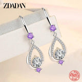 925 Silver Crystal Water Drop Earrings Party Jewelry Gift