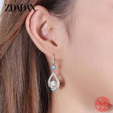 925 Silver Crystal Water Drop Earrings Party Jewelry Gift