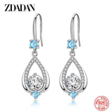 925 Silver Crystal Water Drop Earrings Party Jewelry Gift