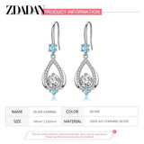 925 Silver Crystal Water Drop Earrings Party Jewelry Gift