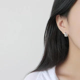 Sterling Silver Uneven Stud Earrings Women Lady Jewelry