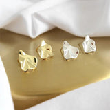Sterling Silver Uneven Stud Earrings Women Lady Jewelry