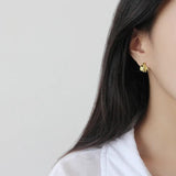 Sterling Silver Uneven Stud Earrings Women Lady Jewelry