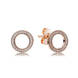 ED4 Double Hoop Earrings Sparkling Diamond Circle Girl Jewelry