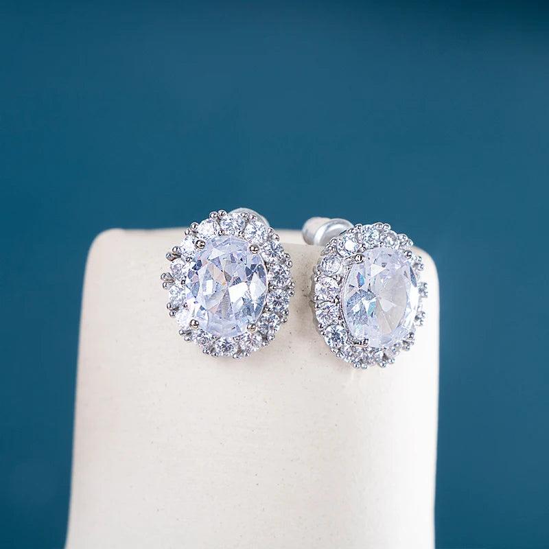 Cellacity Sapphire Women Stub Earrings 10mm Zircon Gemstone