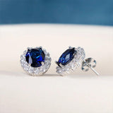 Cellacity Sapphire Women Stub Earrings 10mm Zircon Gemstone