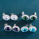 Cellacity Sapphire Women Stub Earrings 10mm Zircon Gemstone