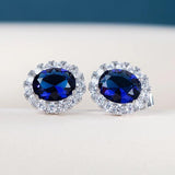 Cellacity Sapphire Women Stub Earrings 10mm Zircon Gemstone