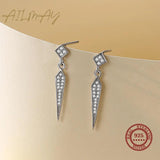 925 Silver Geometric Shape CZ Stud Earrings Wedding Jewelry