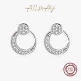 925 Silver Hollow Stud Earrings Zircon Women Hypoallergenic Jewelry