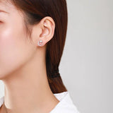 925 Silver Hollow Stud Earrings Zircon Women Hypoallergenic Jewelry